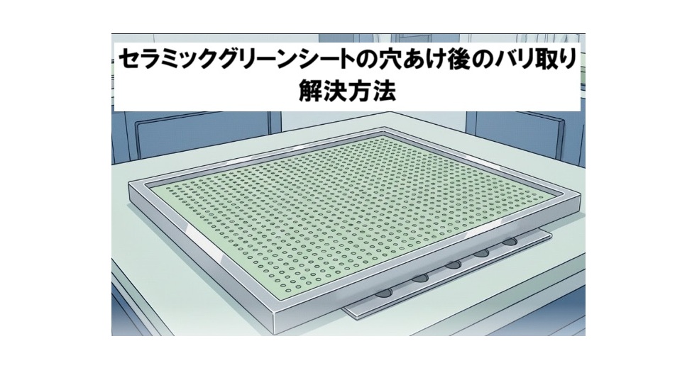 セラミックグリーンシートの穴あけ後のバリ取り|解決方法