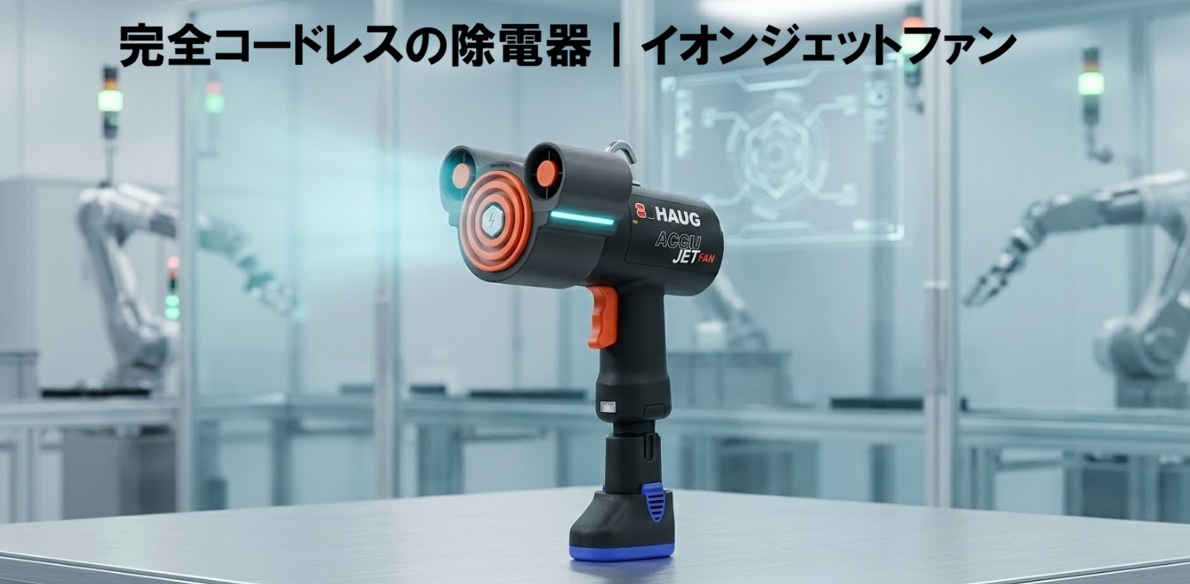 圧縮エア不要・電源ケーブル不要・持ち運び便利なイオナイザ