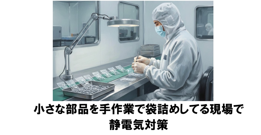 小さな樹脂製品の袋詰め作業で静電気対策｜スマートイオン