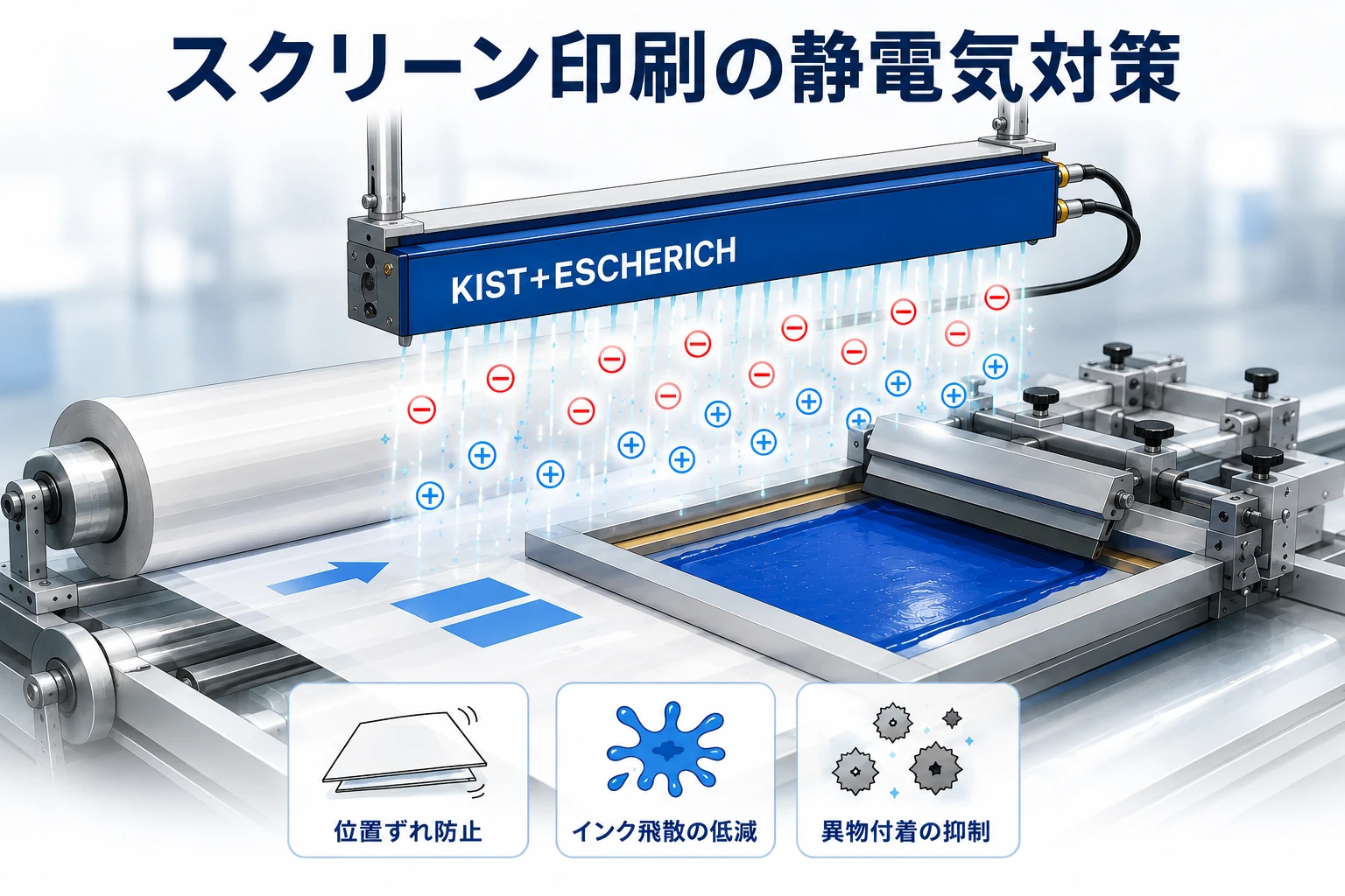 スクリーン印刷で樹脂フィルム・紙の静電気対策